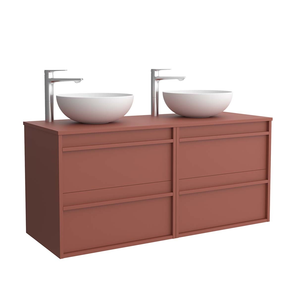 Mueble de baño con 4 cajones y encimera Attila Salgar - Rojo Satín 120 cm Rojo Satín-1