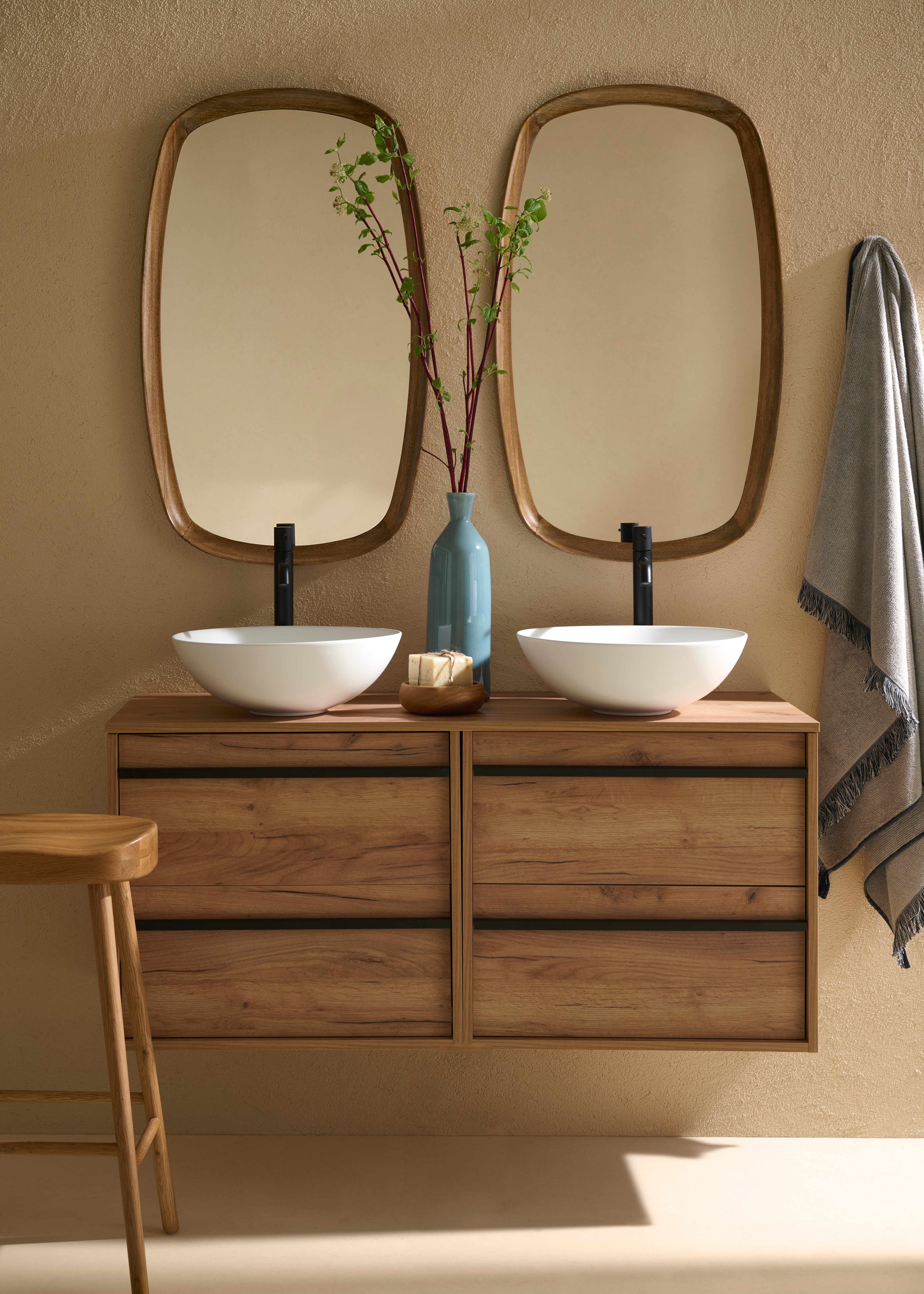 Mueble de baño con 4 cajones y encimera Attila Salgar - Roble África 120 cm Roble África-4