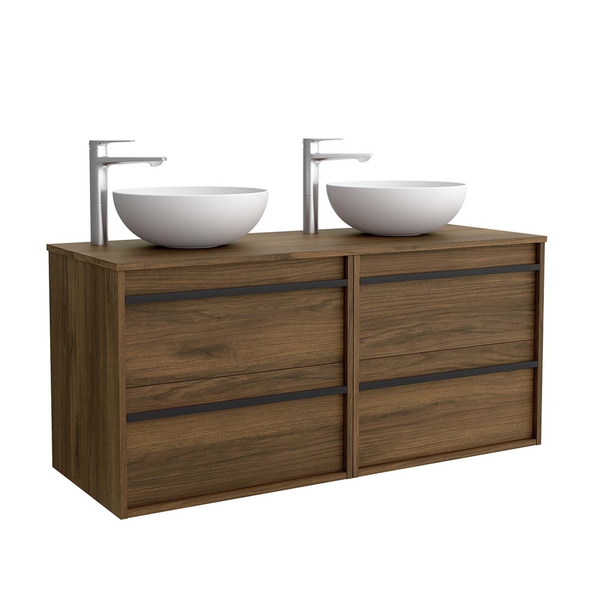 Mueble de baño con 4 cajones y encimera Attila Salgar - Nogal Maya 120 cm Nogal Maya-1