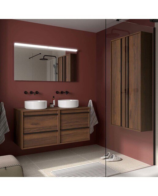 Mueble de baño con 4 cajones y encimera Attila Salgar - Nogal Maya 120 cm Nogal Maya-3