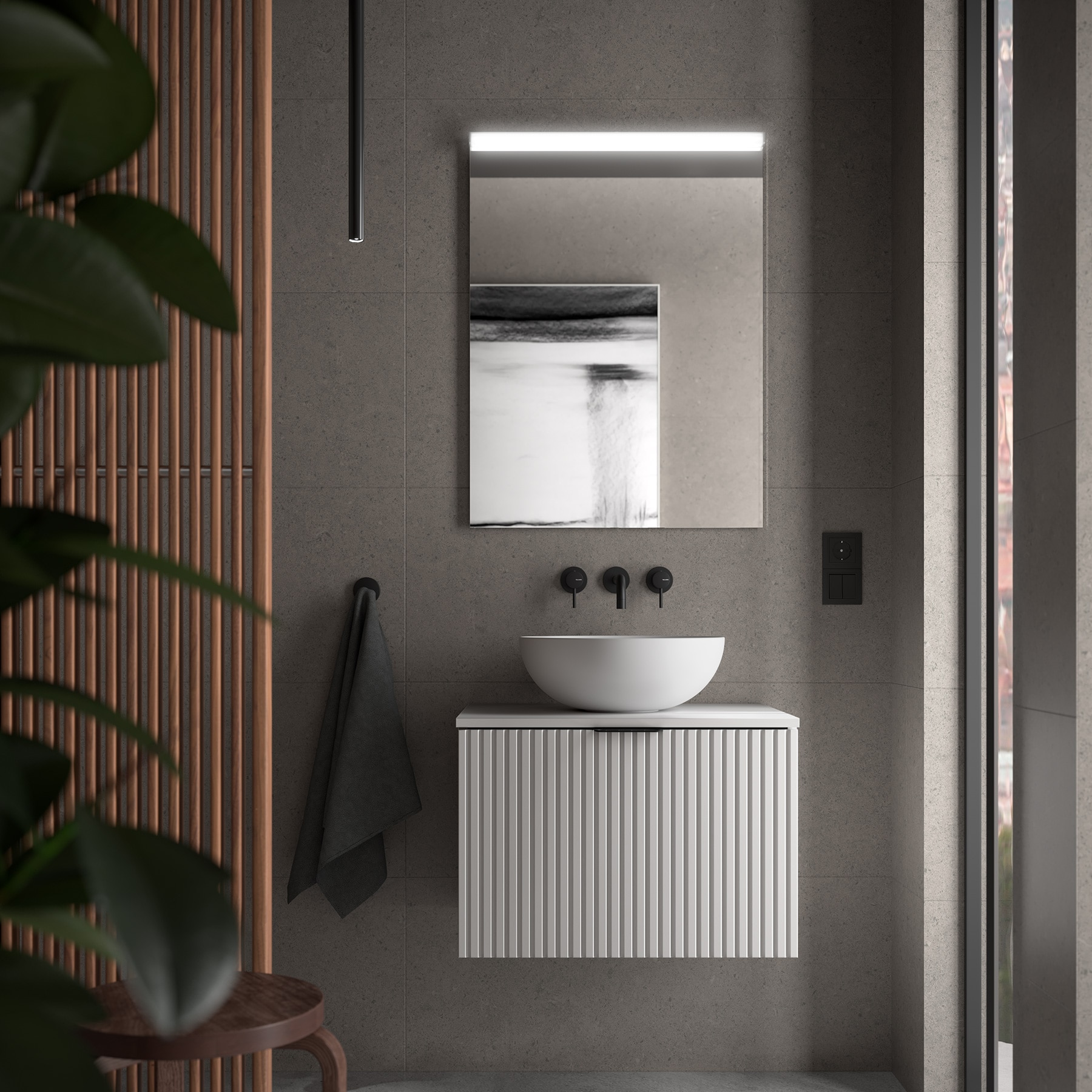 Imagen 2 de Mueble de baño con 1 cajón contenedor y encimera Biba Salgar - White Cotton 60 cm White Cotton