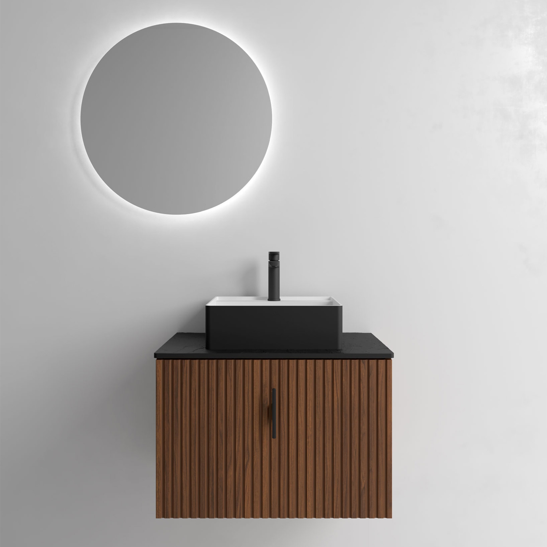 Imagen 2 de Mueble de baño con 1 cajón contenedor y encimera Biba Salgar - Nogal Maya 60 cm Nogal Maya