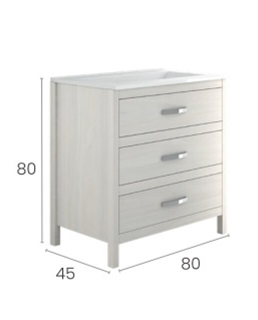 Móvel de casa de banho com 3 gavetas e lavatório em cerâmica 80 cm Zeus 4