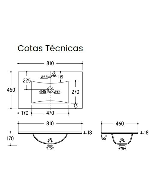 Móvel de casa de banho com 3 gavetas e lavatório em cerâmica 100 cm Zeus 4