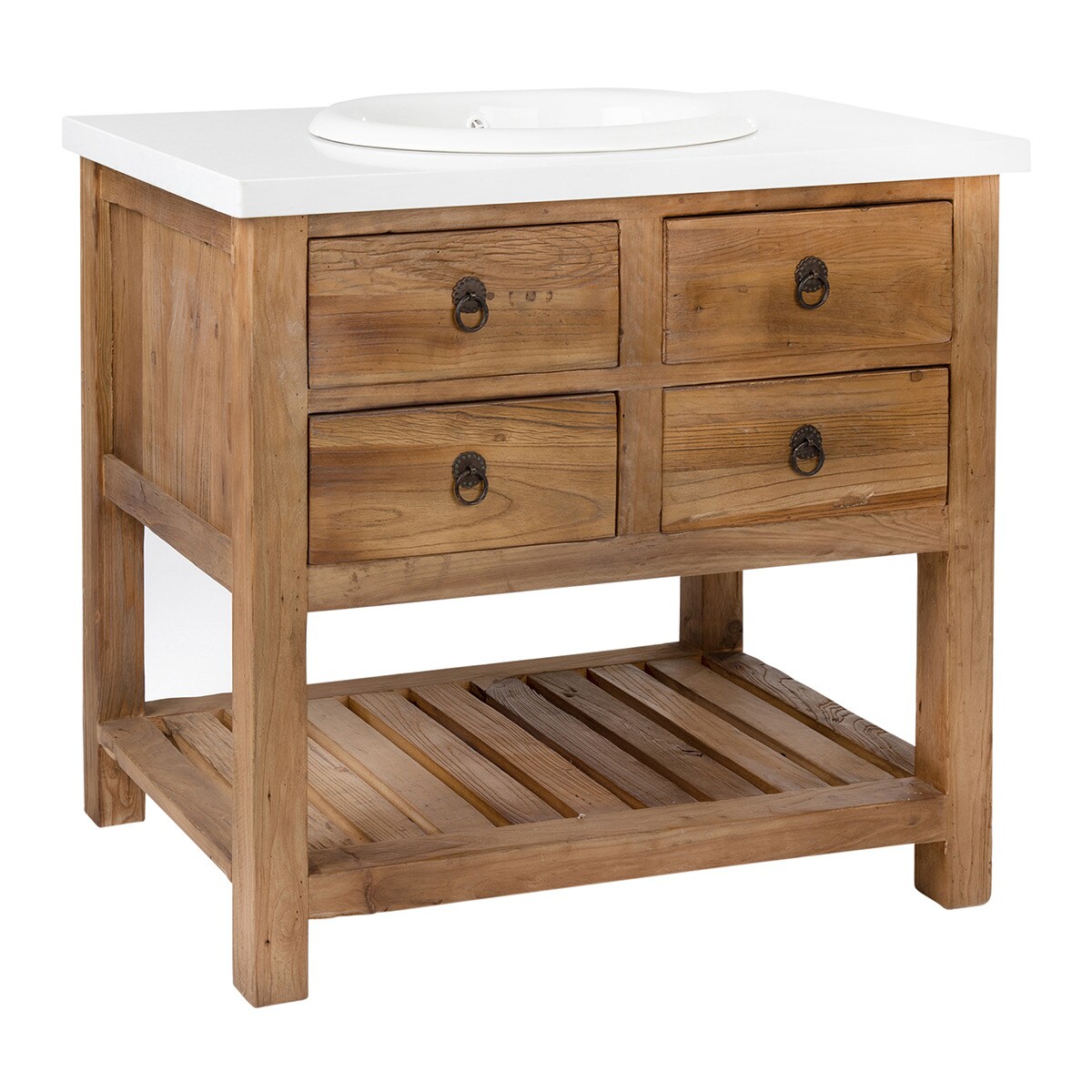 Bancada para móvel de casa de banho Opium Branco-5
