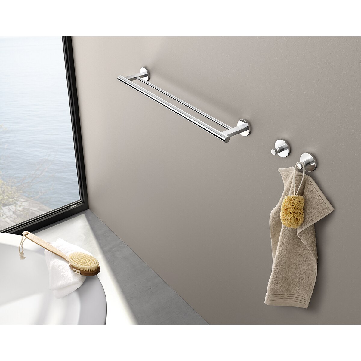 Percha individual de baño Scala Zack - Acero brillo Acero brillo-3