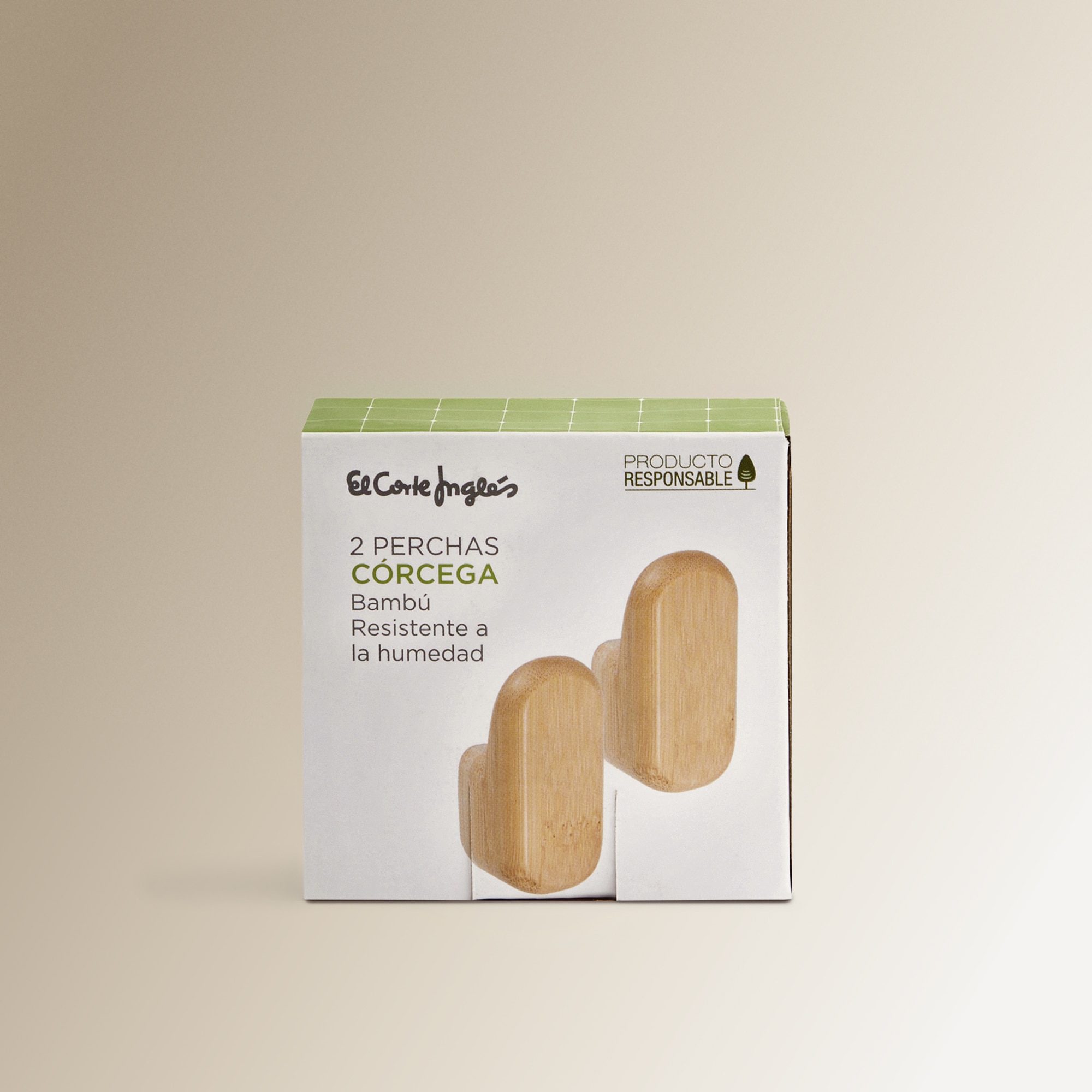 Set de 2 perchas de baño de bambú Córcega El Corte Inglés - Madera Madera-3