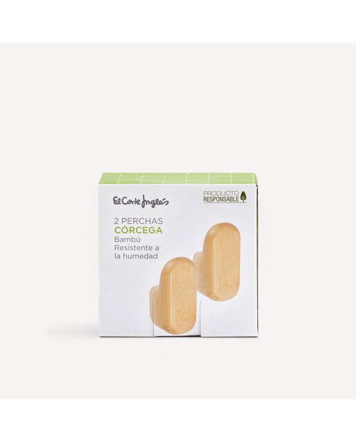Set de 2 perchas de baño de bambú Córcega El Corte Inglés - Madera Madera-4