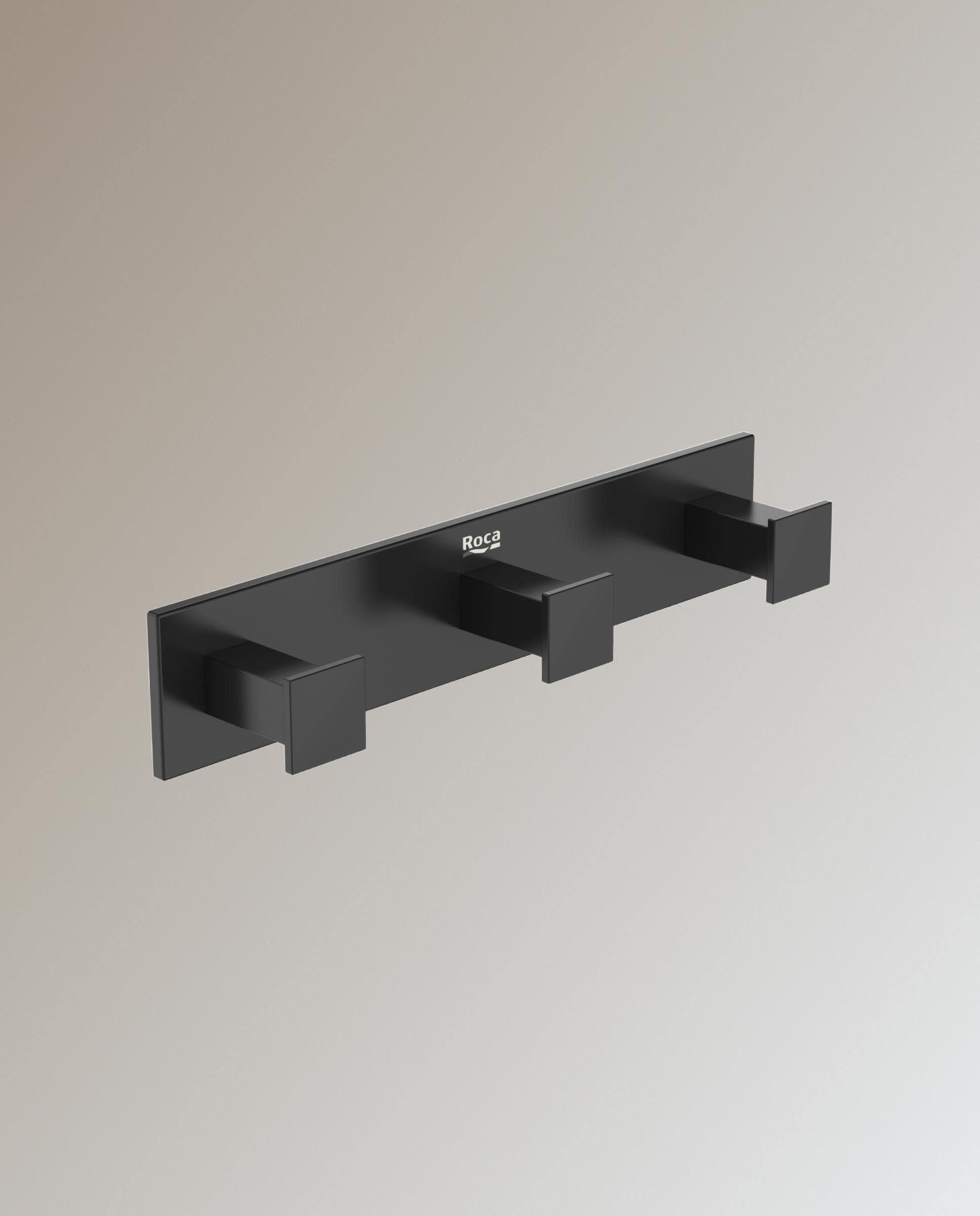 Percha de baño triple Hotels Square Roca - Negro mate Negro mate-1