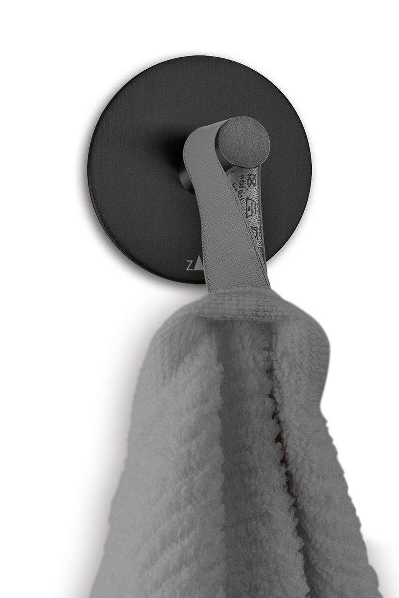 Percha individual de baño Peco Zack - Acero Negro-2