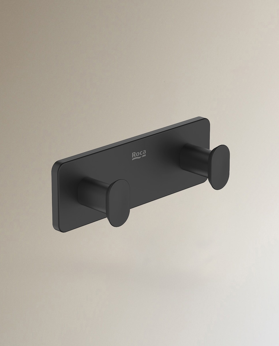 Imagen 1 de Percha de baño doble Victoria Roca - Negro mate Negro mate