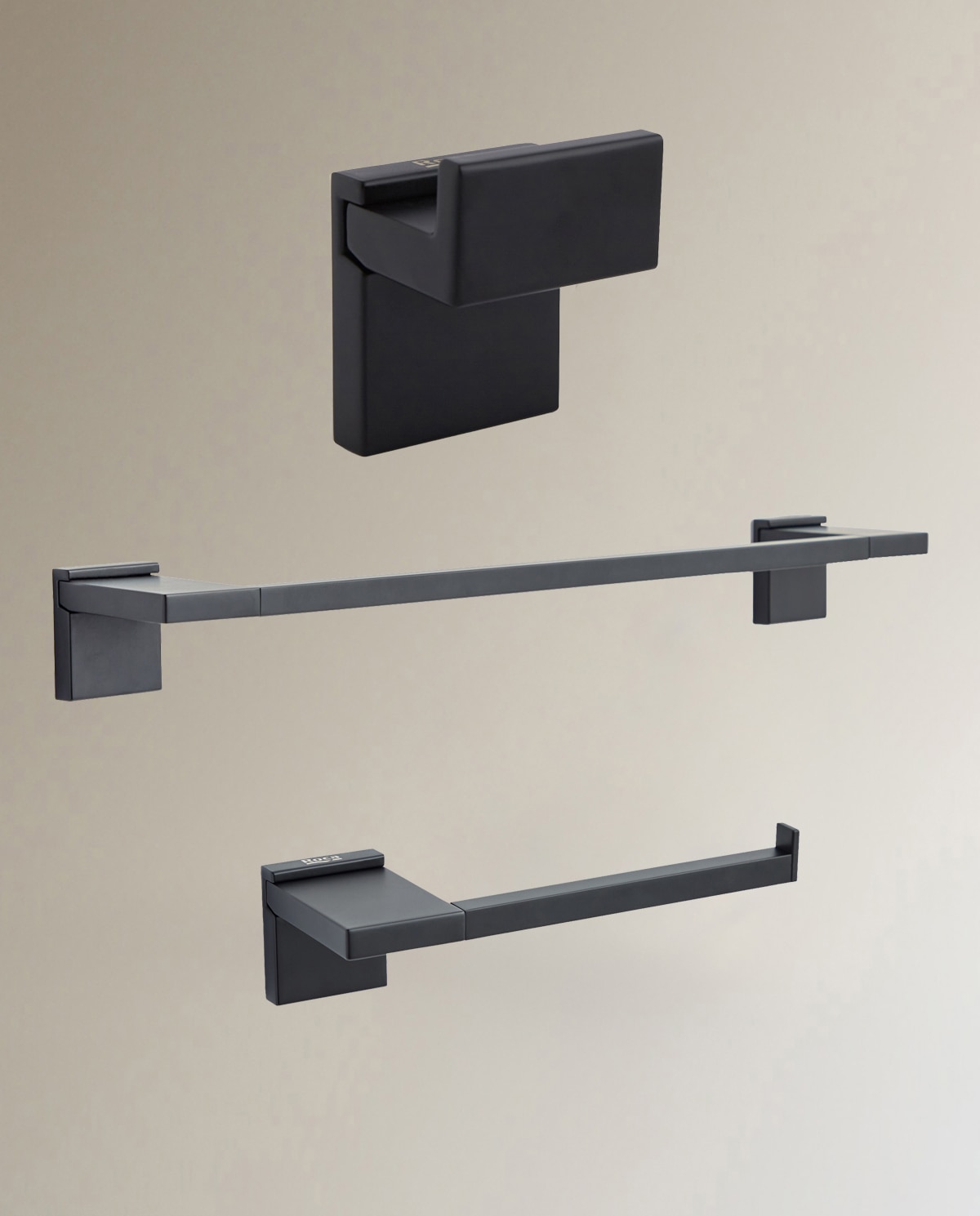 Roca - Colección de accesorios de baño en negro Rubik Roca.