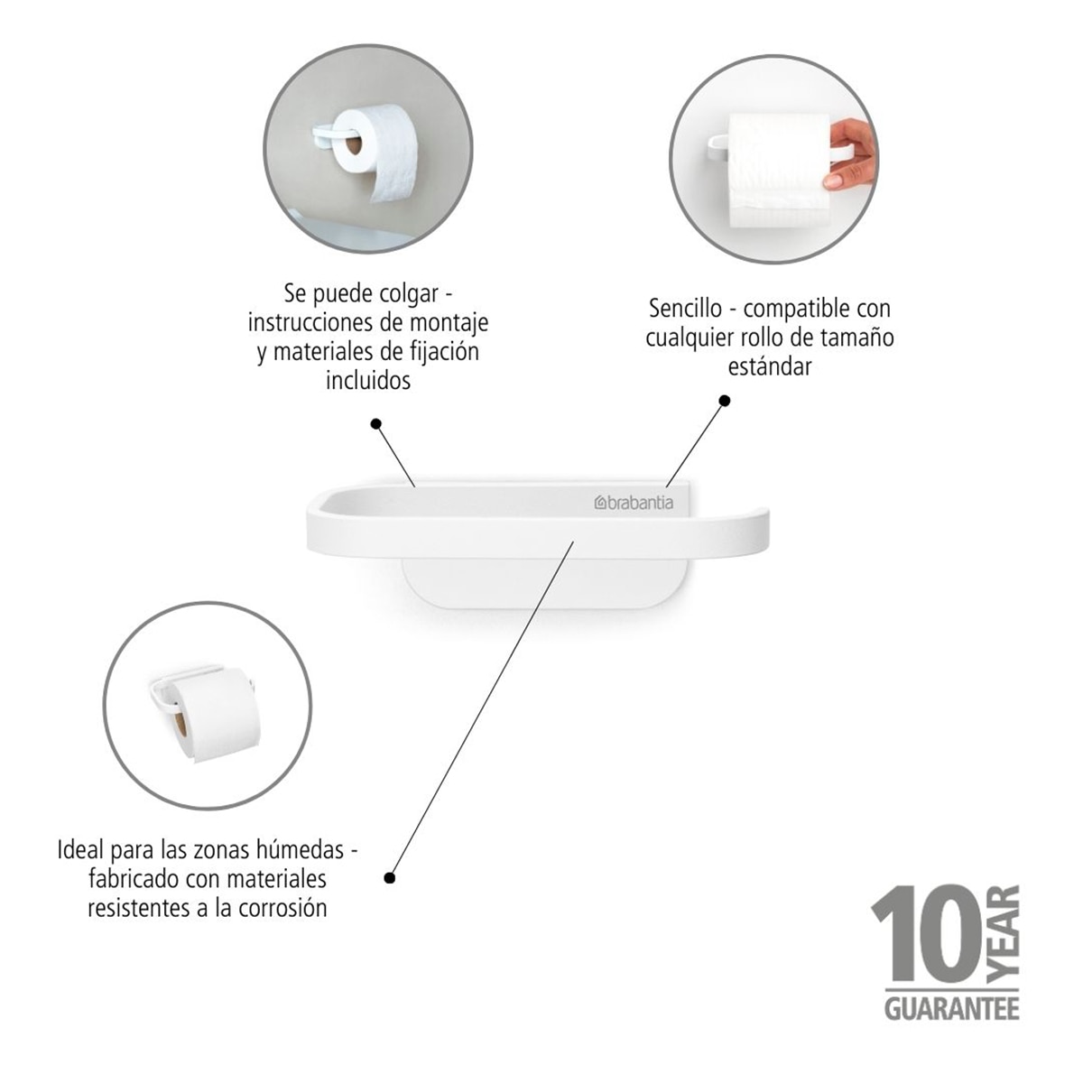 Imagen 5 de Portarrollos sin tapa MindSet Brabantia - Blanco Blanco