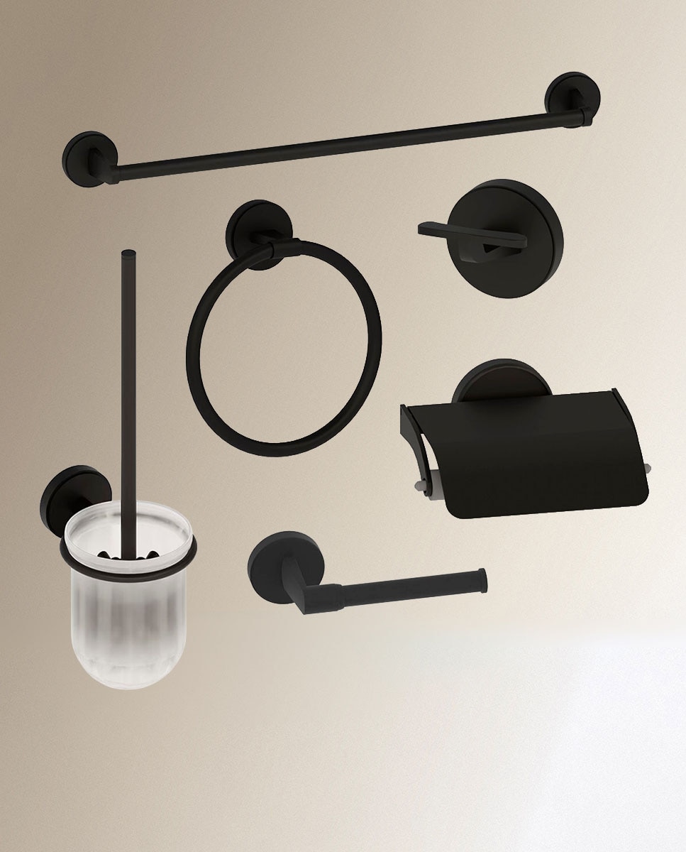 El Corte Inglés - Colección de accesorios de baño en negro Paros El Corte Inglés.