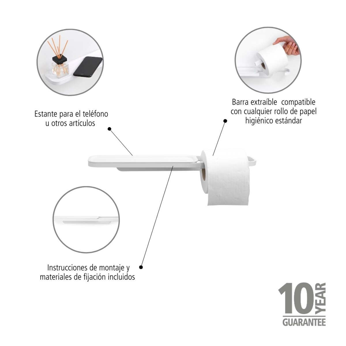 Imagen 5 de Portarrollos con estante MindSet Brabantia - Blanco Blanco