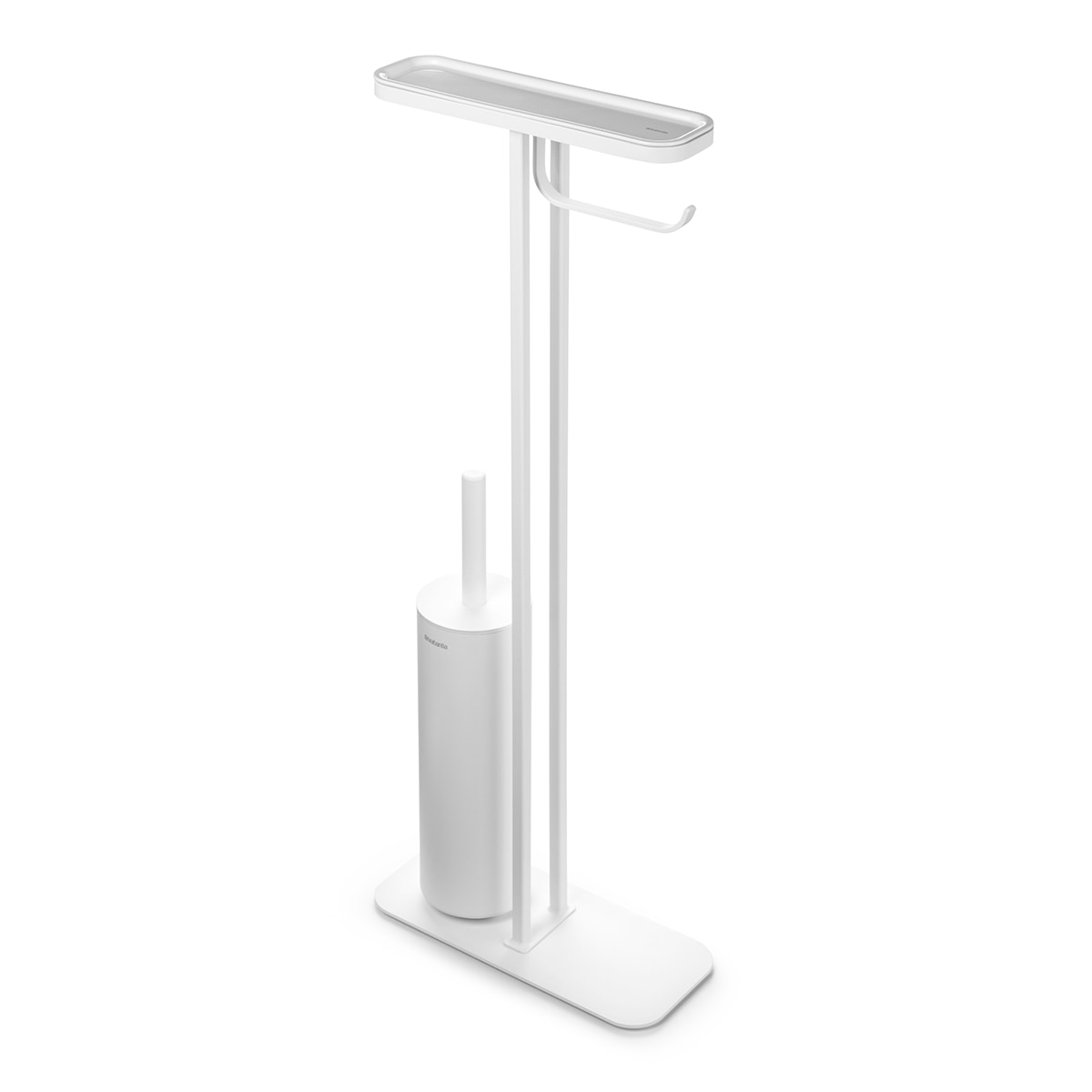 Porta-rolos de Chão com Suporte de Piaçaba e Tabuleiro MindSet Branco-2