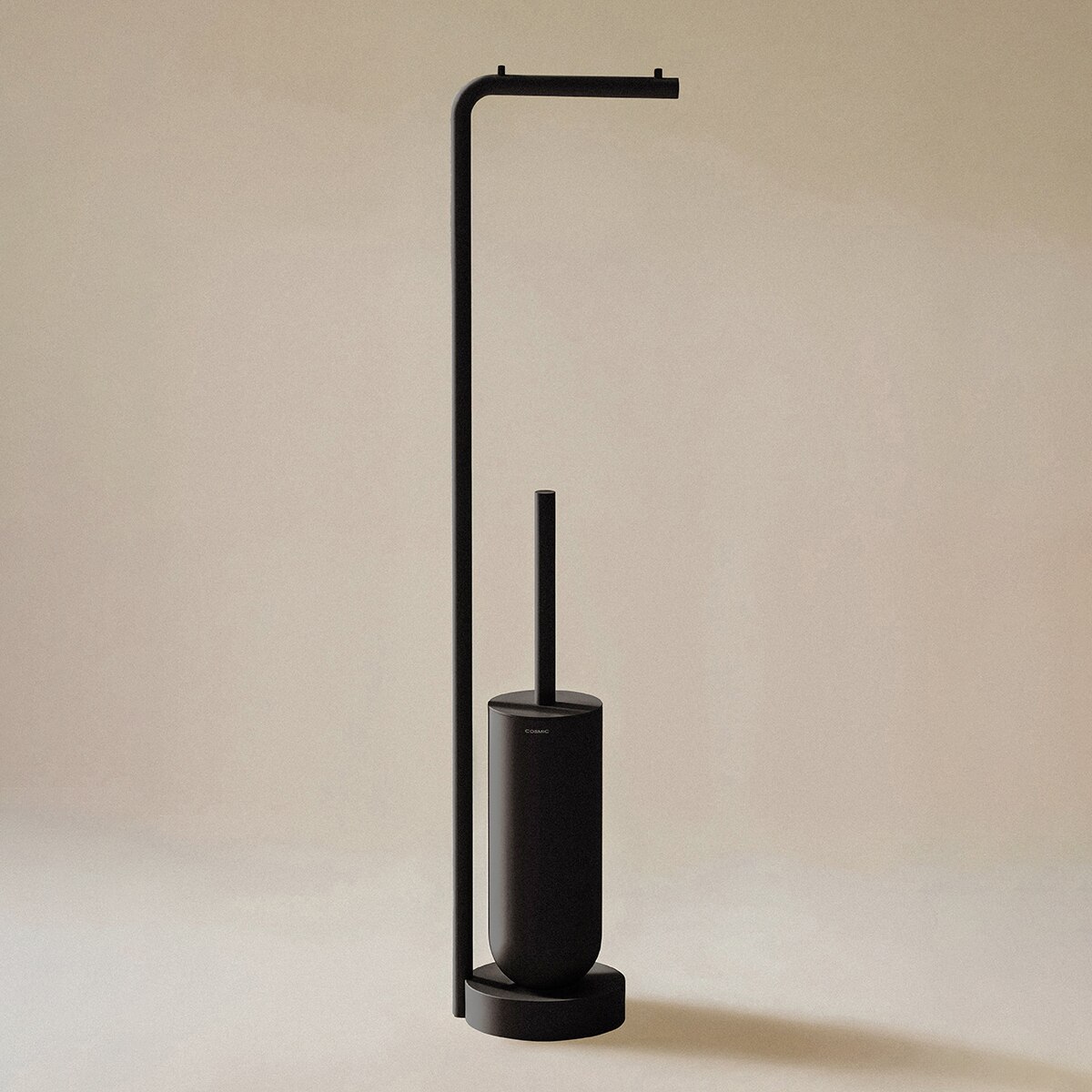 Escobillero de suelo con portarrollos Geyser Cosmic - Negro mate Negro mate-1