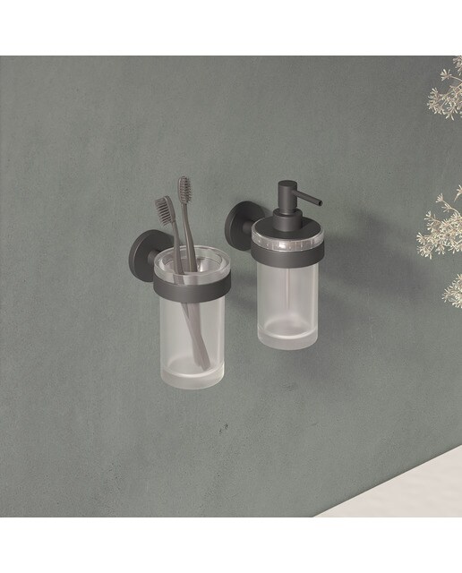 Portacepillos de pared de vidrio Start Cosmic - Negro mate Negro mate-4