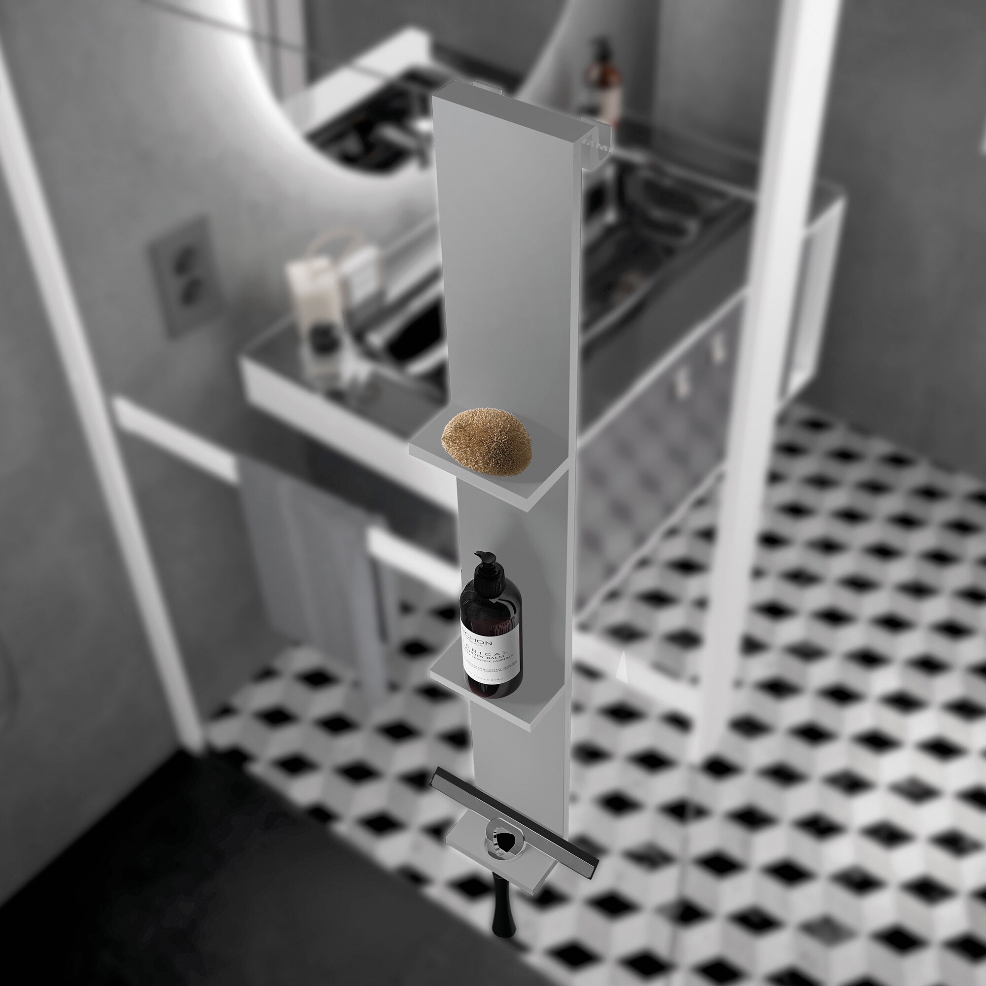 Repisa doble para baño Frame Novellini - Plata Plata-1