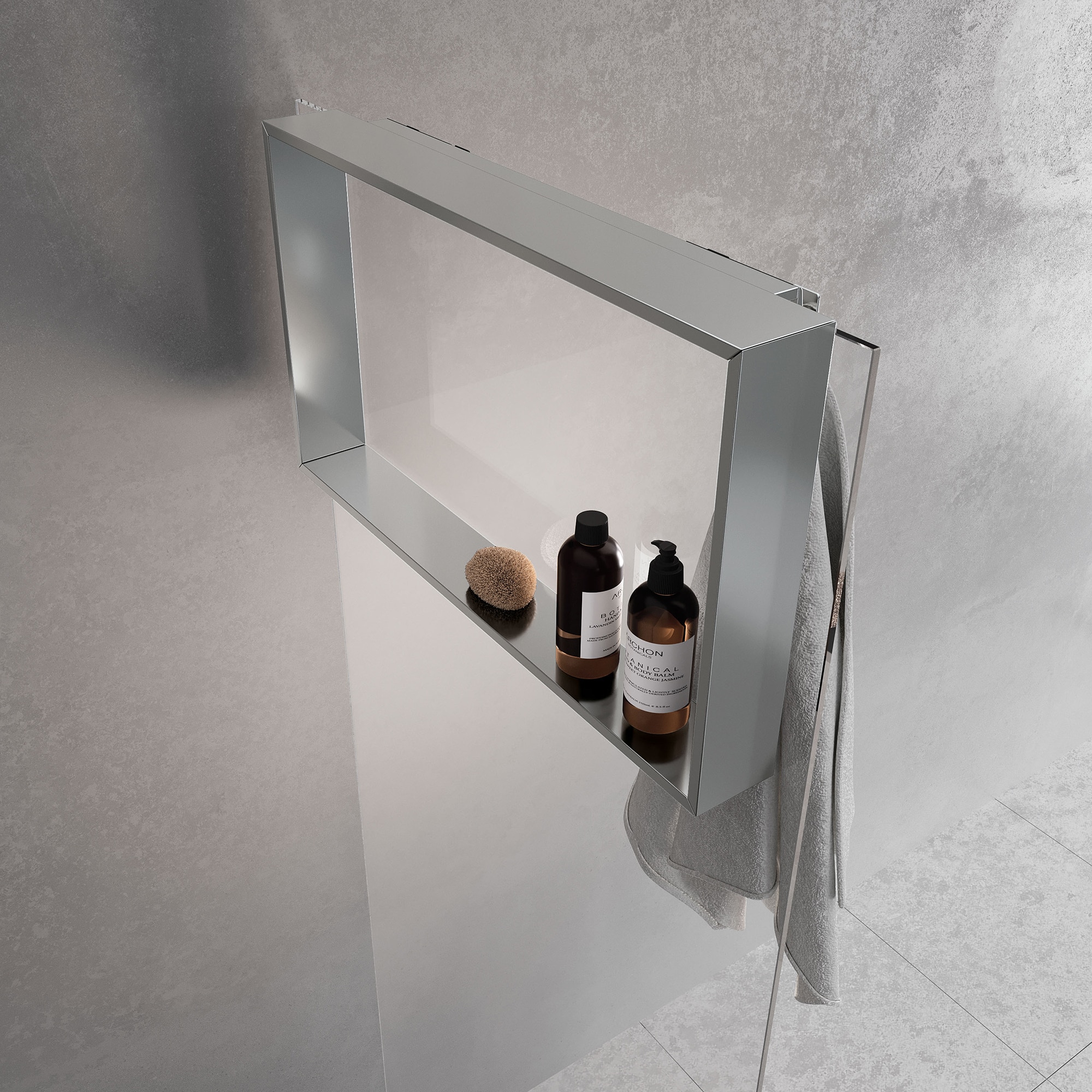 Repisa para baño con percha Frame Novellini - Plata Plata-1