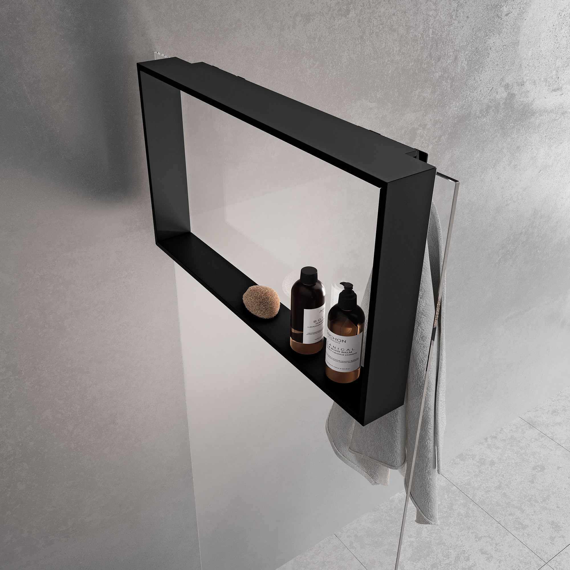 Repisa para baño con percha Frame Novellini - Negro Negro-1