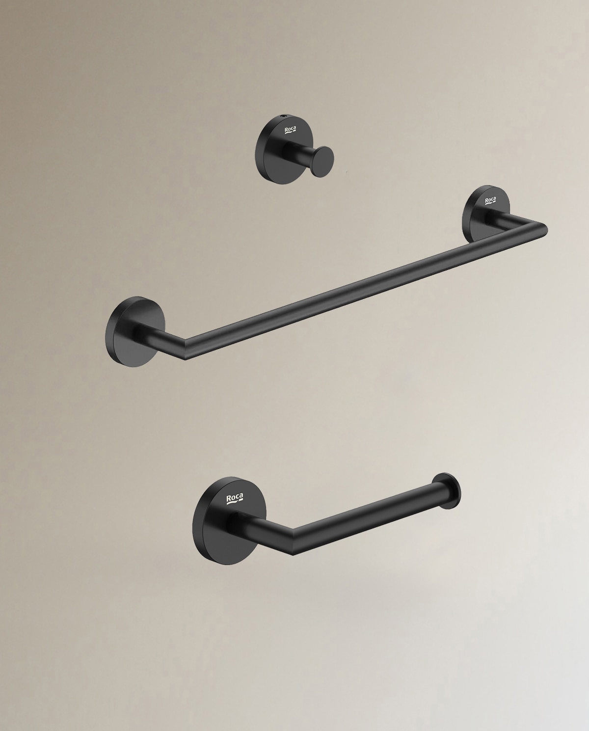 Roca - Colección de accesorios de baño Hotels Round en negro Roca.