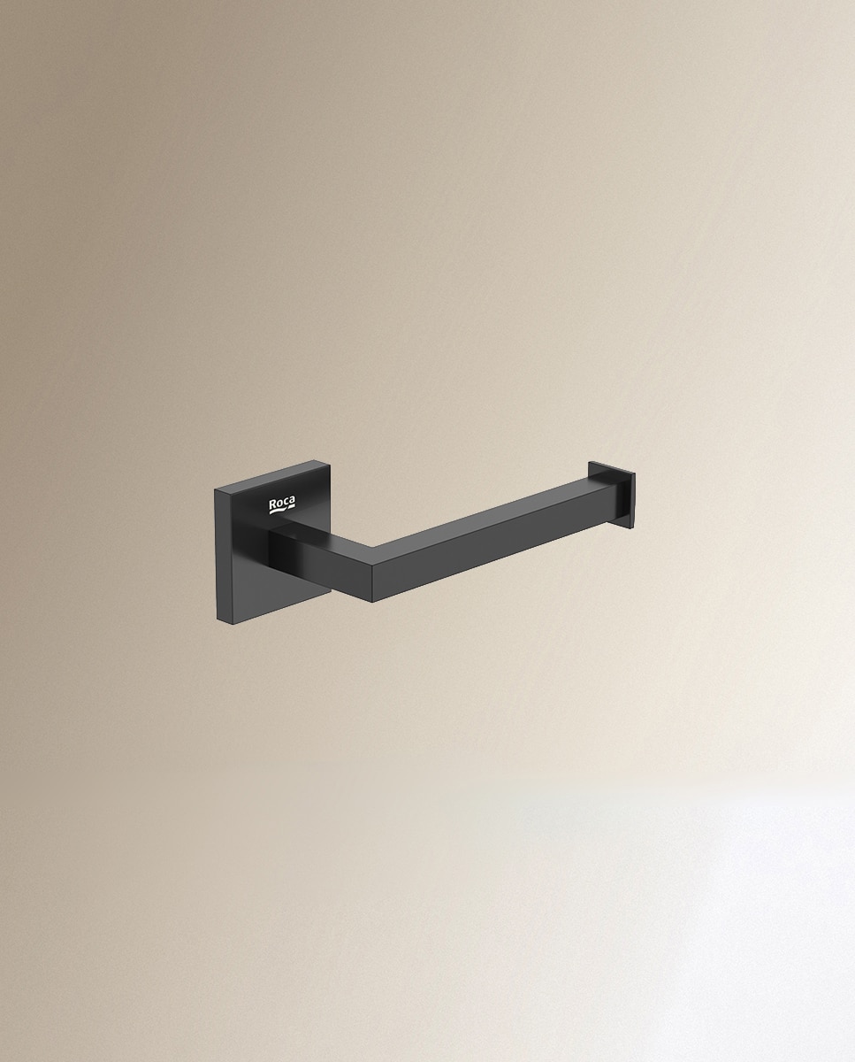 Colección de accesorios de baño Hotels Square en negro Roca 2