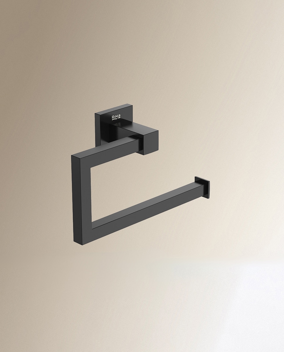 Colección de accesorios de baño Hotels Square en negro Roca 4