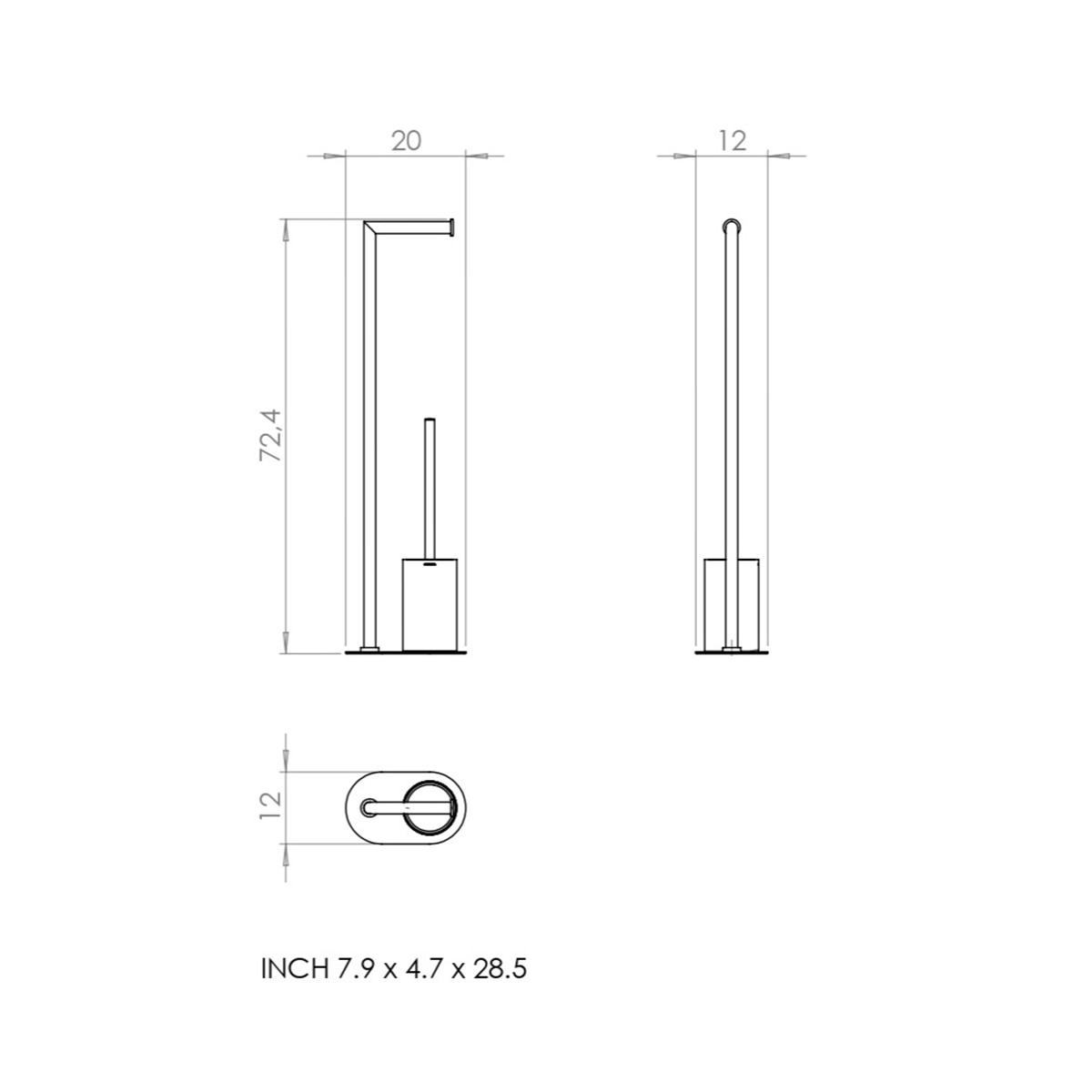 Imagen 3 de Escobillero/portarrollos para el suelo Architect S+ Cosmic - Blanco Blanco