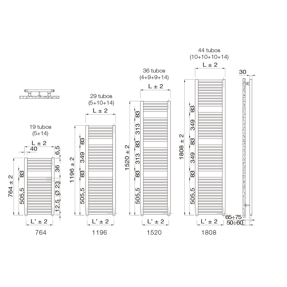 Toalheiro radiador com 2 espaços Novo Branco-3