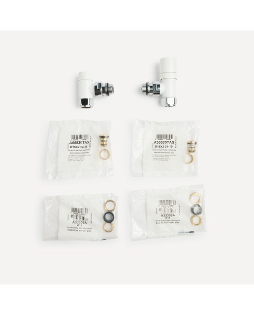 Kit de válvulas bitubo e conexões para toalheiro secador Branco-4