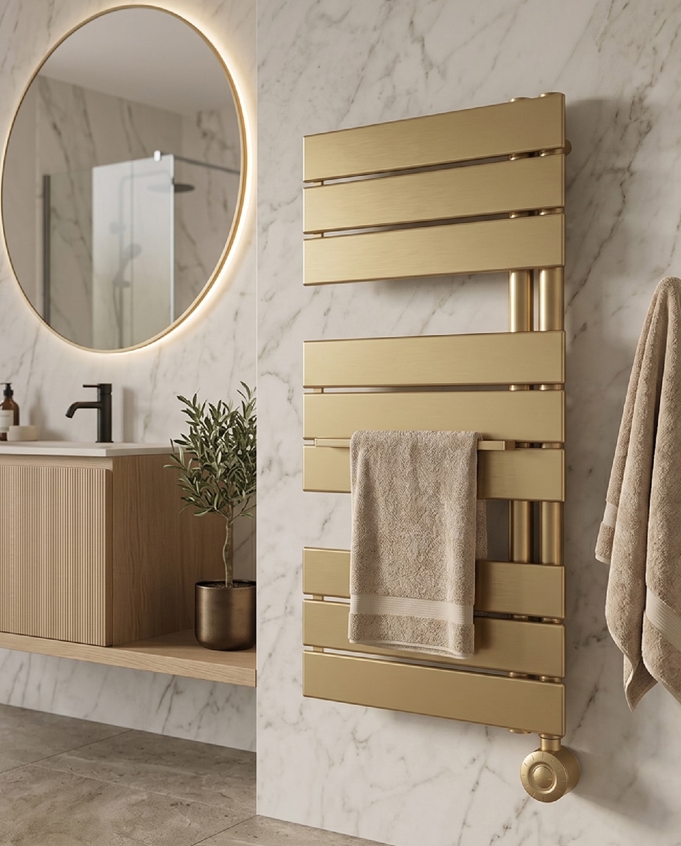 Toalheiro Elétrico de Casa de Banho E-ALBA 830x500 mm 400 W Acabamento Dourado Mate Dourado mate-2