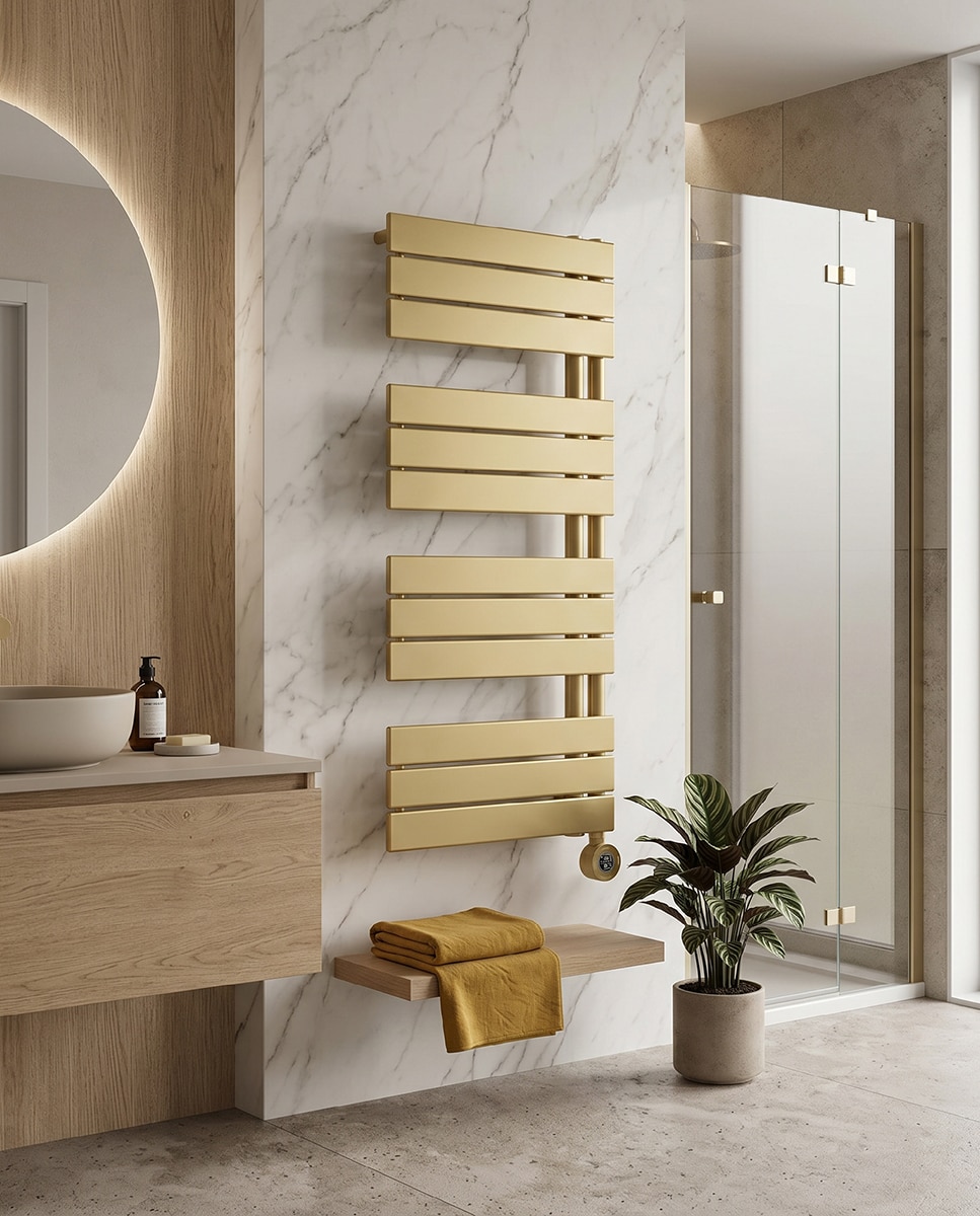 Toalheiro Elétrico de Casa de Banho E-ALBA 1130x500 mm 500 W Acabamento Dourado Mate Dourado mate-2