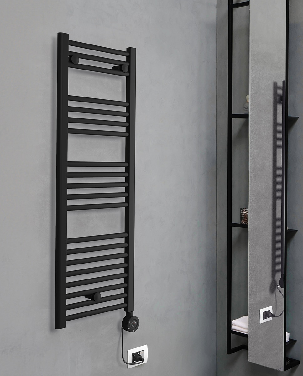 Toalheiro Elétrico de Casa de Banho E-BORMIO 800x500 mm 300 W Acabamento Preto Mate Preto-2