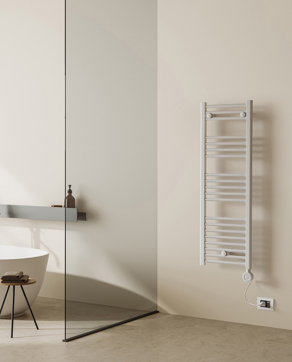 Toalheiro Elétrico de Casa de Banho E-Bormio 1200x500mm 500W Acabamento Branco Branco-2