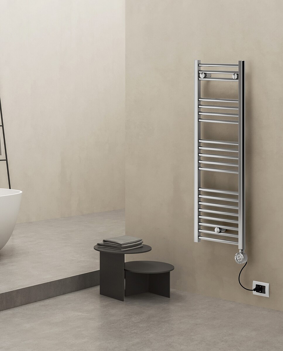 Toalheiro Elétrico de Casa de Banho E-Bormio 1200x500mm 400W Acabamento Cromado Crómio brilho-2