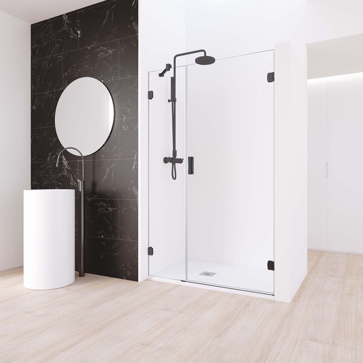 Mampara de ducha frontal Newglass-V6 NG-205 Profiltek Negro mate-1