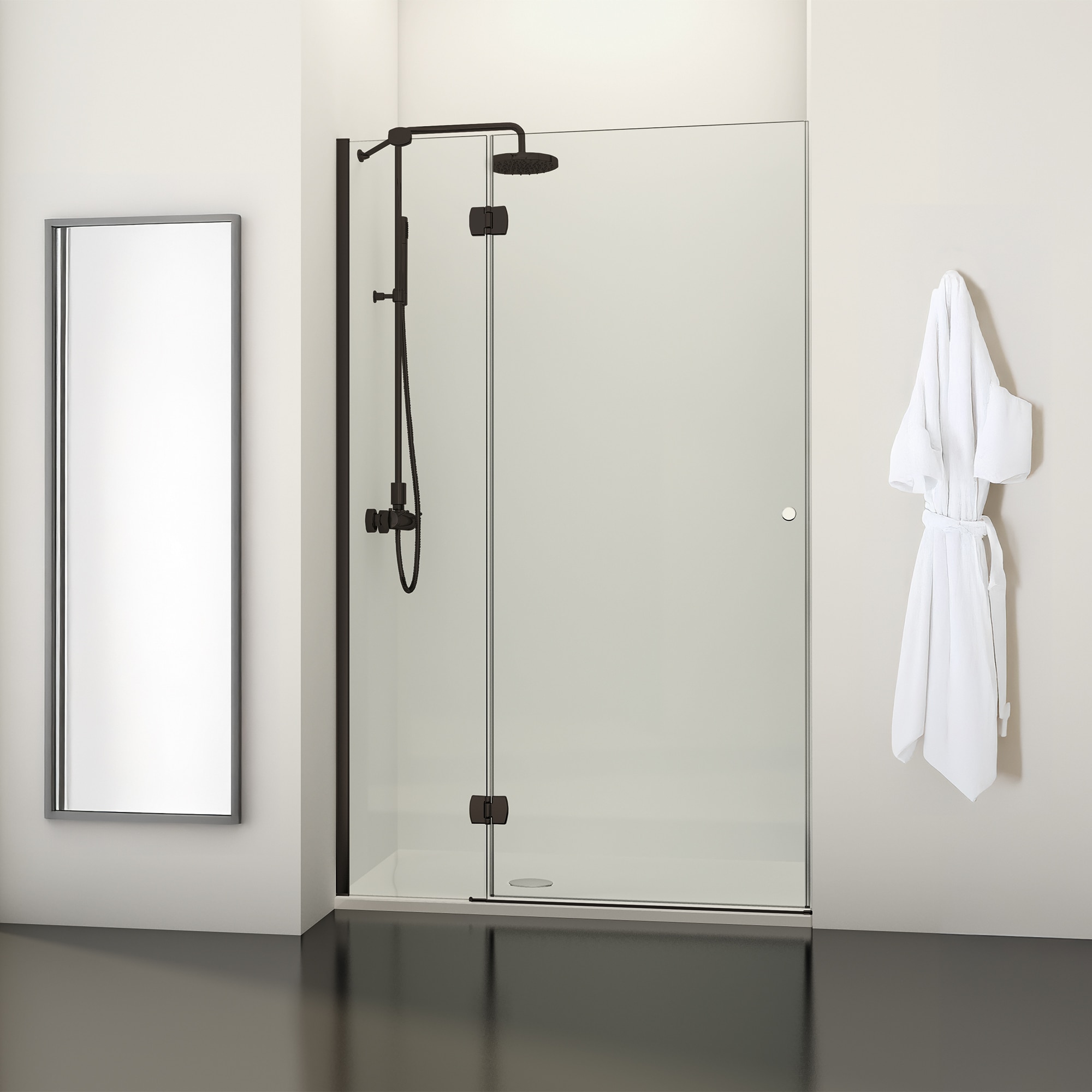 Imagen 1 de Mampara de ducha frontal Newglass-V8 NG-206 Profiltek - Negro mate De 63 a 90 cm Negro mate