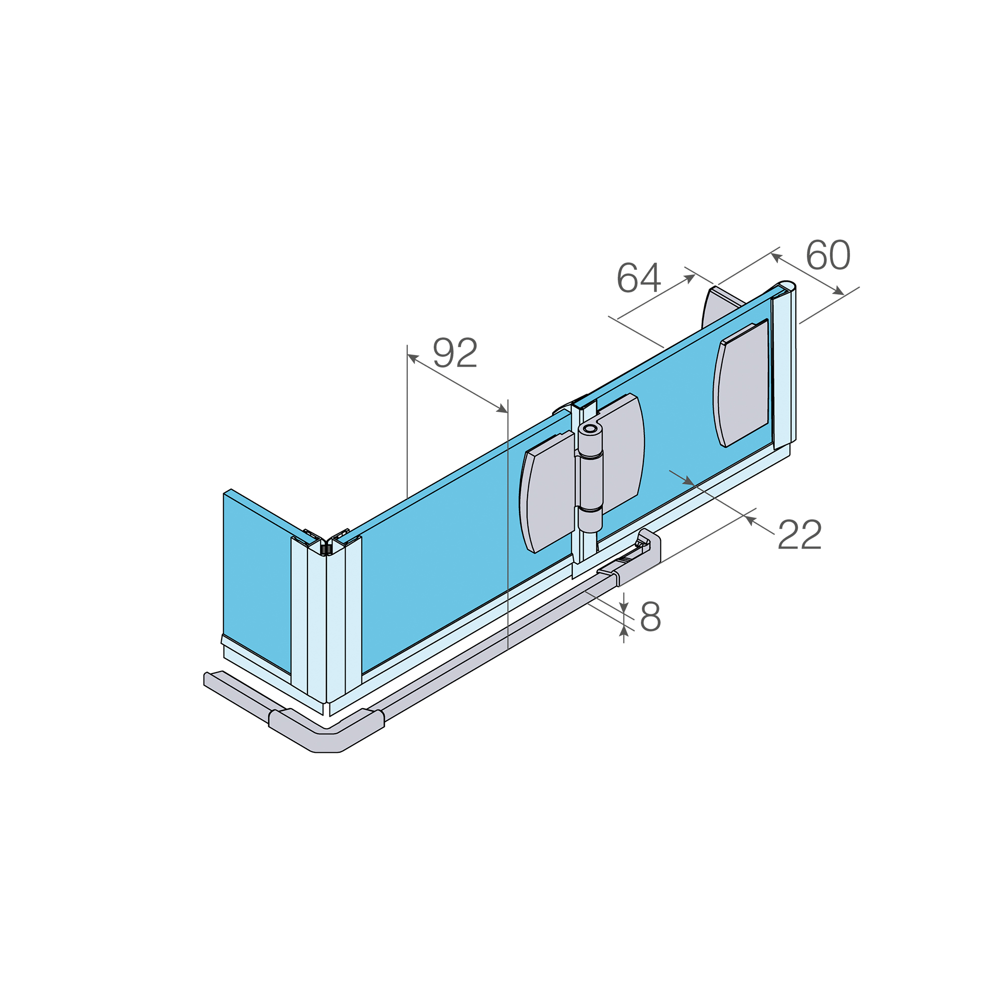 Mampara Ducha angular Newglass NG-213-V6 Profiltek Cromo-6