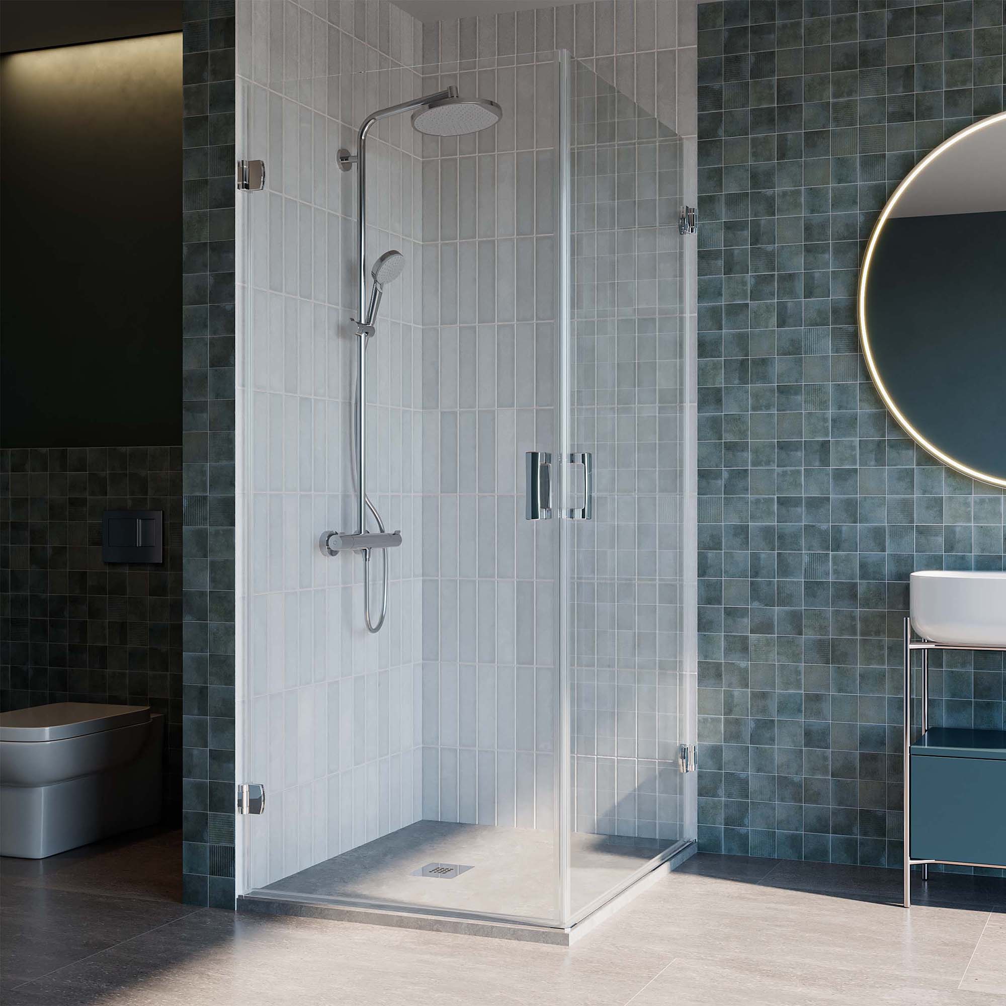Mampara Ducha angular Newglass NG-220-V6 Profiltek - Cromo De 80 a 110 cm Cromo-1