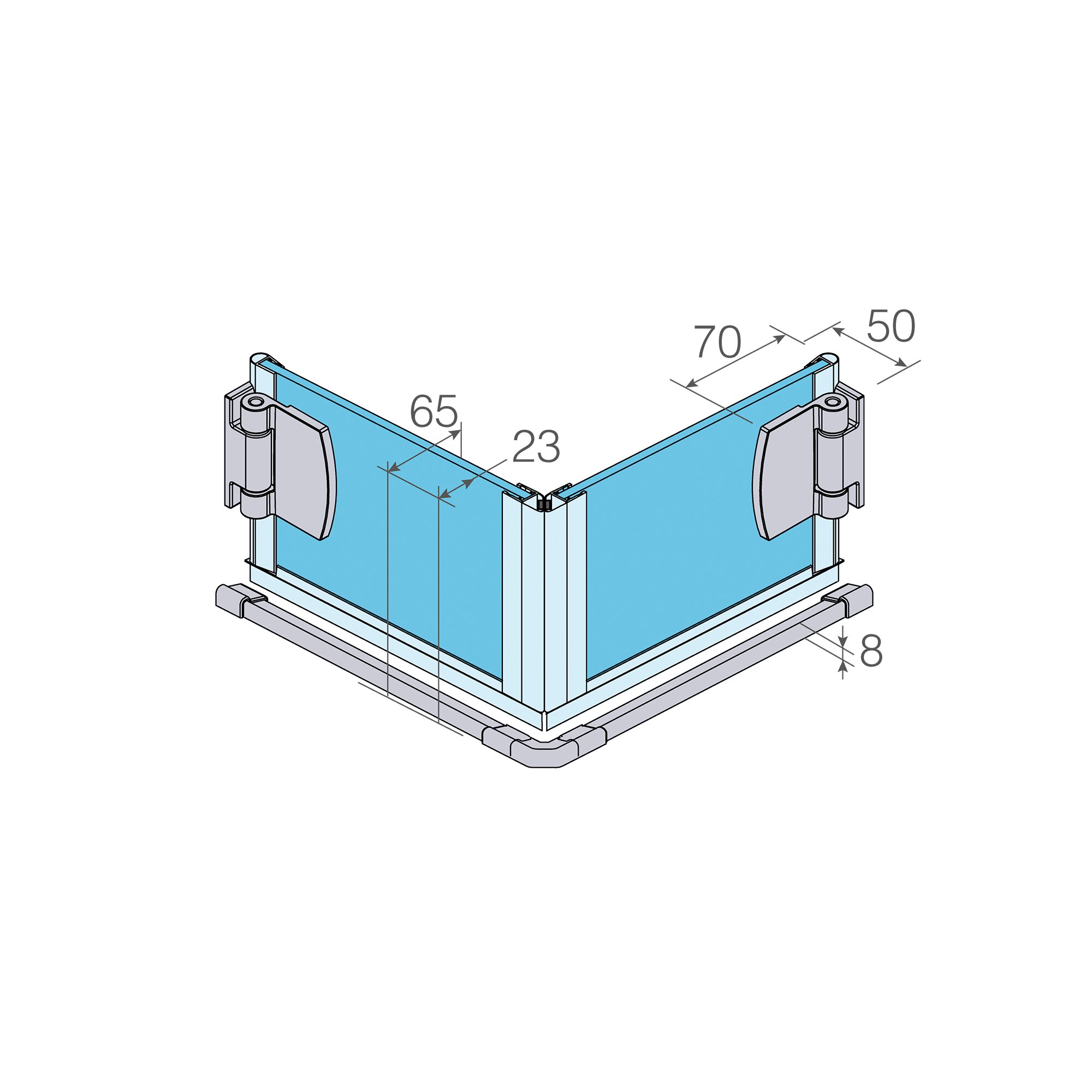 Mampara Ducha angular Newglass NG-220-V6 Profiltek - Cromo De 80 a 110 cm Cromo-5