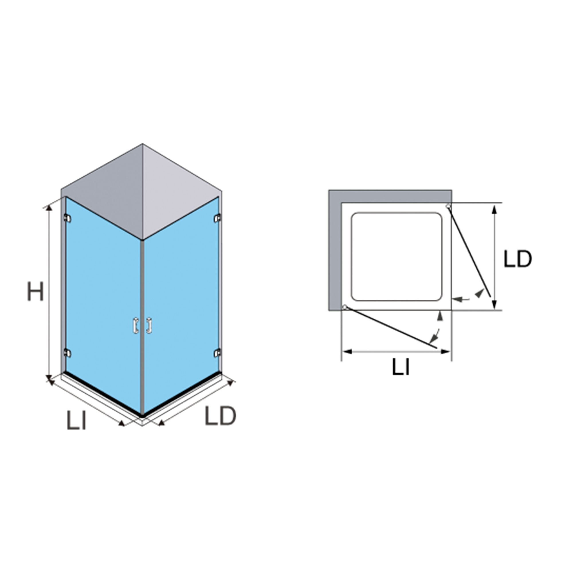 Mampara Ducha angular Newglass NG-220-V6 Profiltek - Negro mate De 80 a 110 cm Negro mate-4