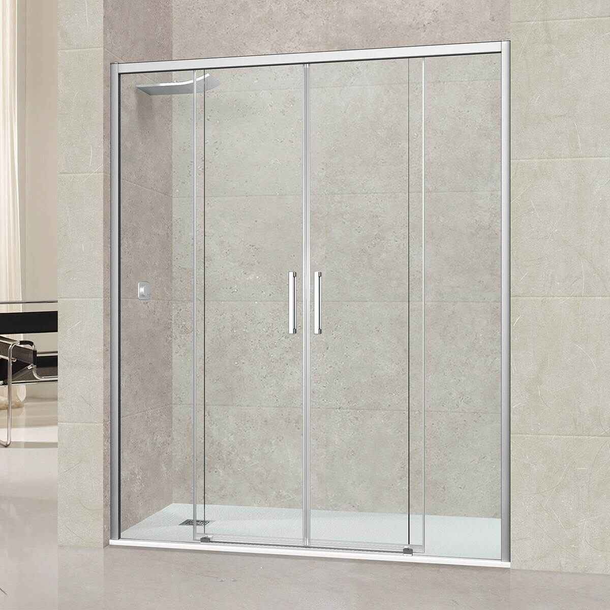 Mampara de ducha frontal Versalles 4P Ibermampara Cromo-1