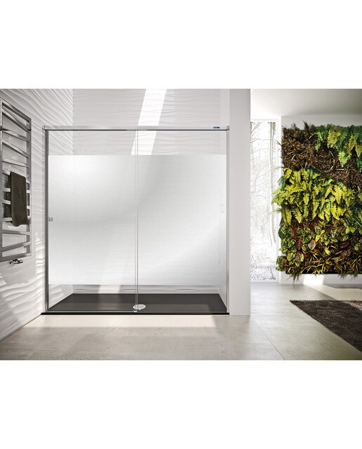 Imagen 0 de Mampara de ducha mate con puerta corredera derecha para ducha Gravity Duscholux Plata brillo