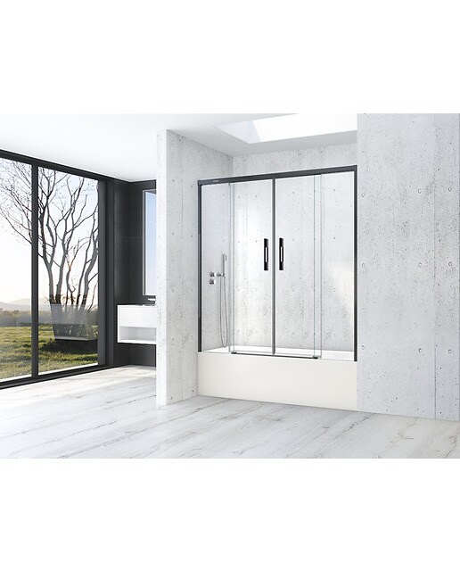 Mampara de bañera con 2 puertas abatibles Gredel Duscholux - Negro mate Mampara de 161 cm a 180 cm Negro mate-1