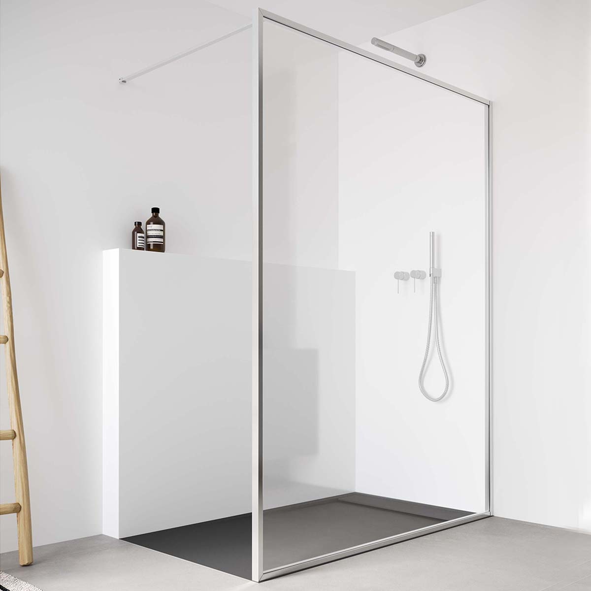 Imagen 0 de Mampara de ducha con panel fijo Nordic FN-2001 Profiltek Blanco mate