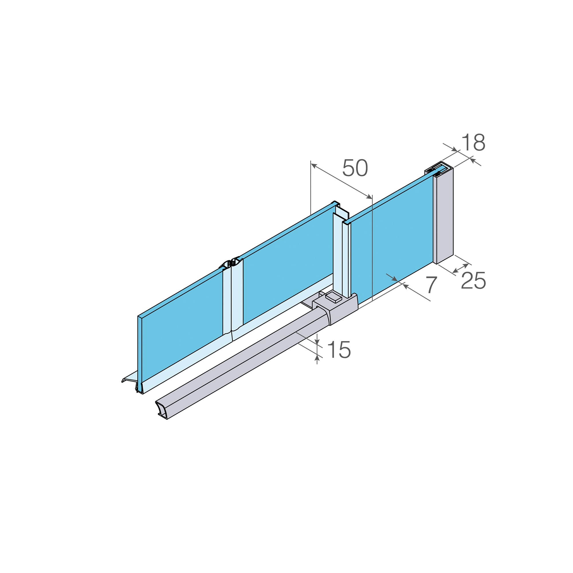 Mampara de ducha frontal Hit HI-225 Profiltek - Plata brillo De 110 a 140 cm Plata brillo-5