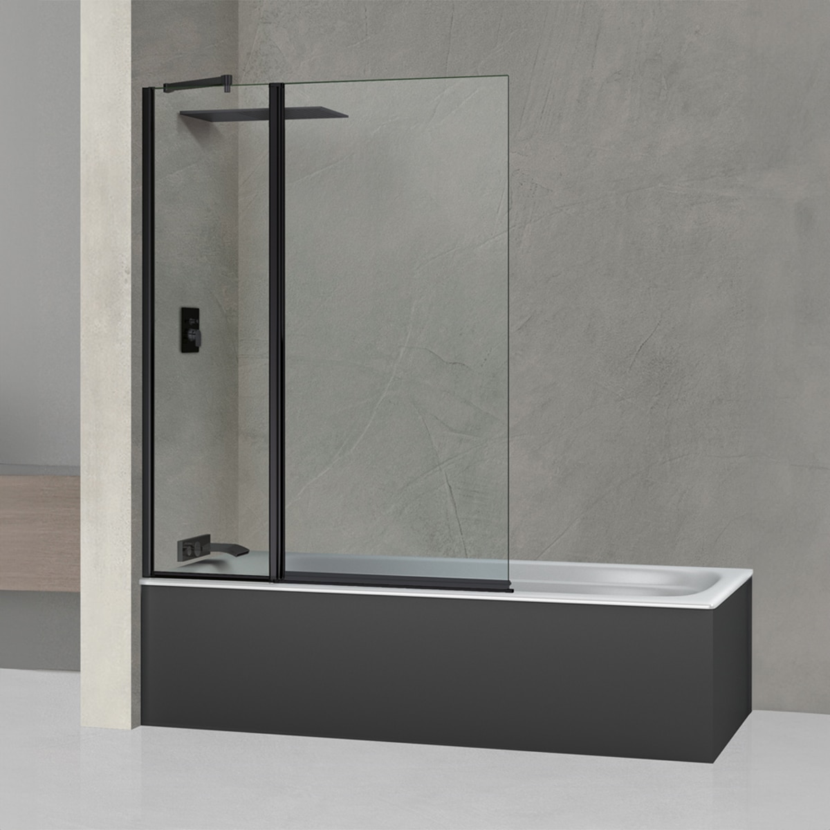 Imagen 1 de Mampara de bañera abatible Arizona Sport+F Ibermampara - Negro mate Negro mate