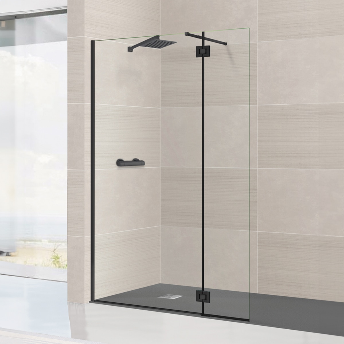 Ibermampara - Mampara de ducha con panel fijo Orión Sport+F Ibermampara.