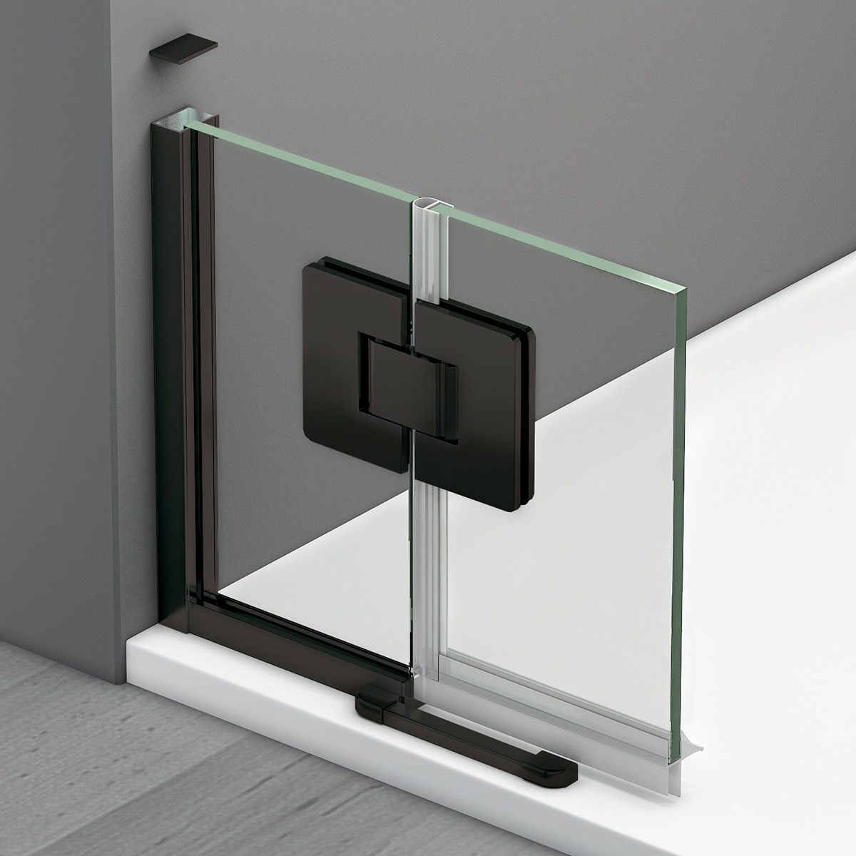 Mampara de ducha con panel fijo Orión Sport+F Ibermampara - Negro mate De 105 cm (70+35) Negro mate-3